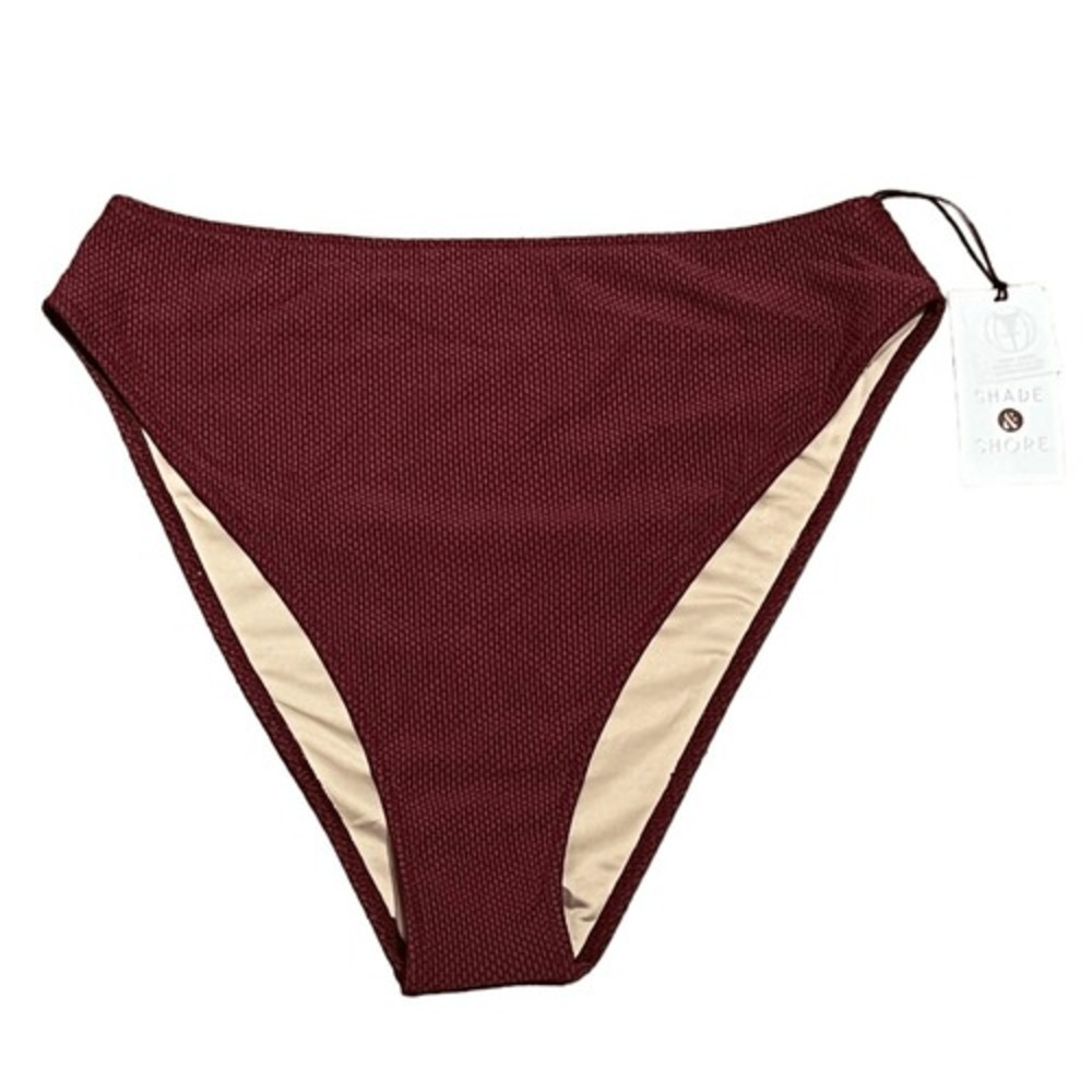 NWT Shade & Shore Women's High Waist Extra High Leg Extra Cheeky Bikini Bottoms